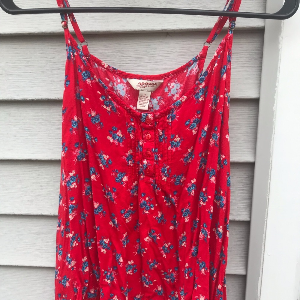 Red floral tank top